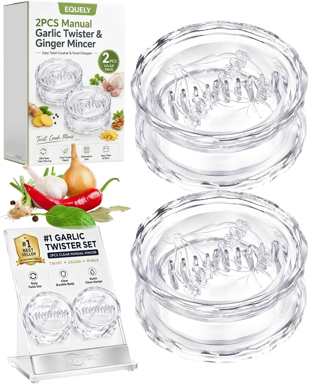 2PCS Clear Manual Garlic Twist - đánh giá và giá Manual Garlic Press